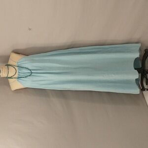 100% Linen Maxi Shift Pale Turquoise Aqua Summer Natural Sizing See Measurements
